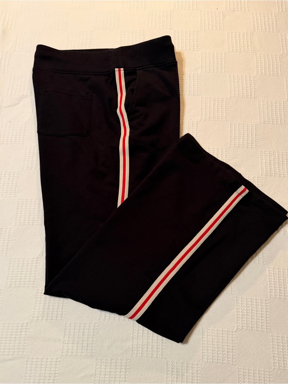 Women’s Ralph Lauren Track Pants with Red and White tuxedo stripe
